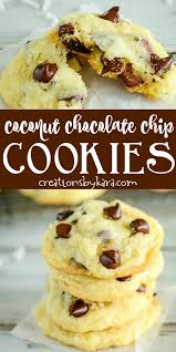 chocolate chip cookies with coconut flakes